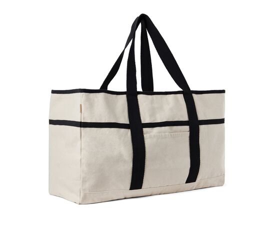 VINGA Volonne AWARE™ recycled canvas strandtas Gebroken wit, Zwart - Vinga V762033