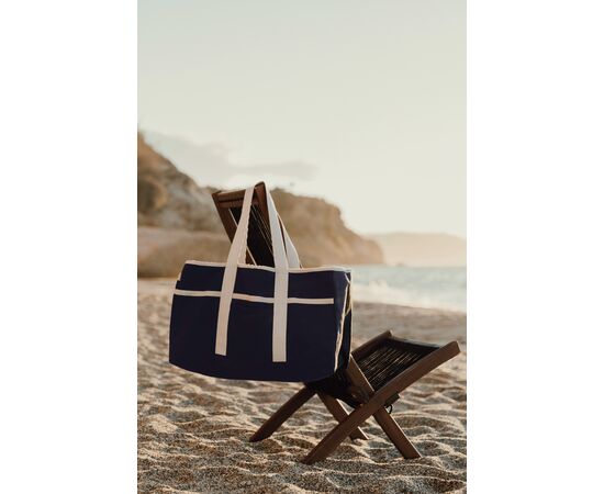 VINGA Volonne AWARE™ recycled canvas strandtas Blauw, Gebroken wit - Vinga V762035