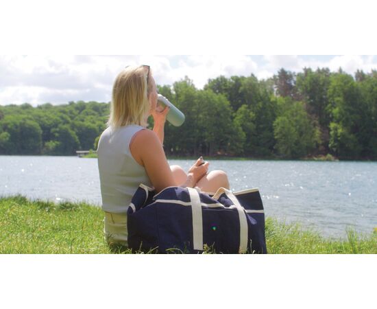 VINGA Volonne AWARE™ recycled canvas strandtas Blauw, Gebroken wit - Vinga V762035