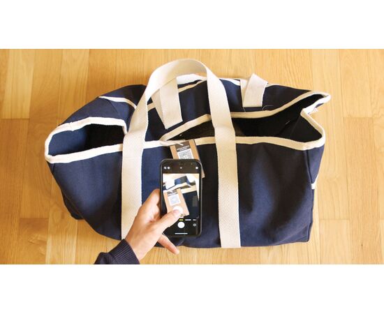 VINGA Volonne AWARE™ recycled canvas strandtas Blauw, Gebroken wit - Vinga V762035