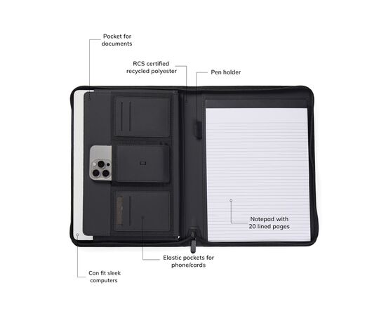 VINGA Baltimore RCS A4 portfolio Zwart - Vinga V7720101