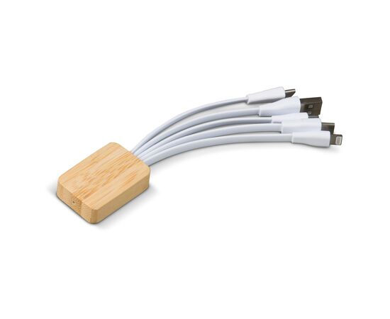 Câble de recharge bambou et R-PET Blanc -  LT91194-N0001