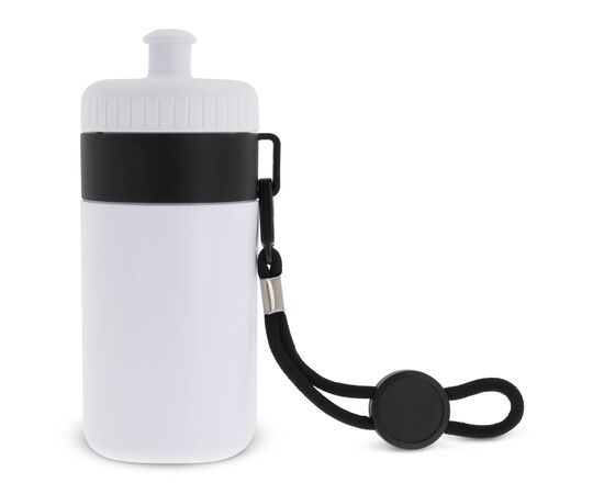 Sports bottle with edge and cord 500ml White, Black -  LT98785-N0102