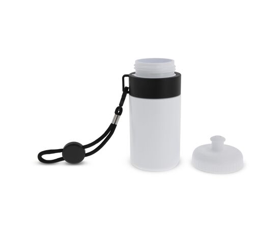Sports bottle with edge and cord 500ml White, Black -  LT98785-N0102