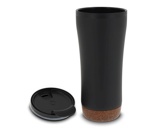 Doppelwandiger Becher mit einem Korkboden 480ml Schwarz -  LT98848-N0002