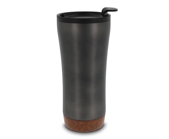 Doppelwandiger Becher mit einem Korkboden 480ml Gun metal - dark -  LT98848-N0035