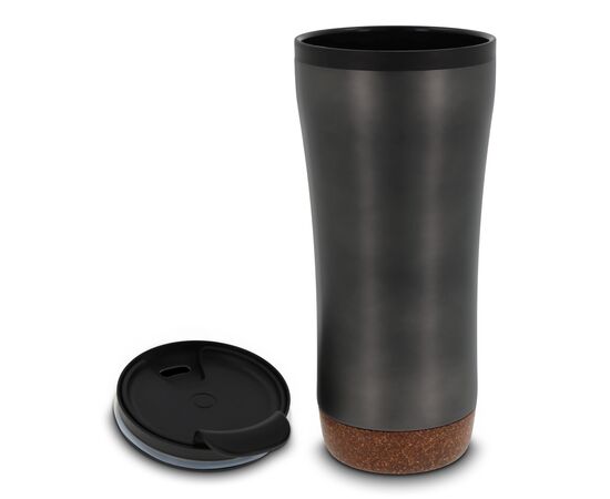 Doppelwandiger Becher mit einem Korkboden 480ml Gun metal - dark -  LT98848-N0035