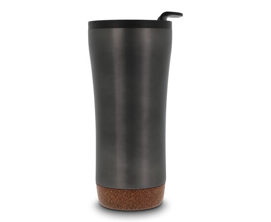 Doppelwandiger Becher mit einem Korkboden 480ml Gun metal - dark -  LT98848-N0035