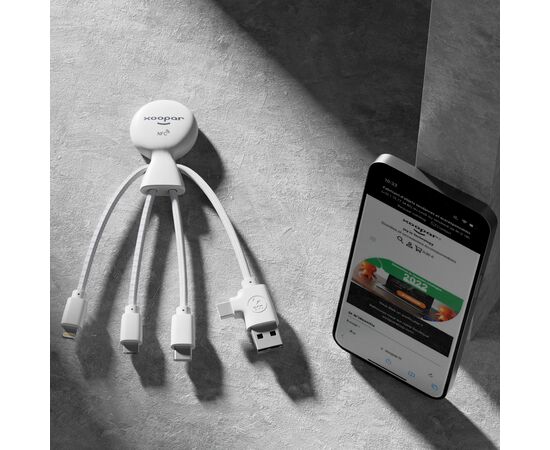 2099 | Xoopar Mr. Bio Smart Charging cable with NFC Blanc - Xoopar LT41008-N0001