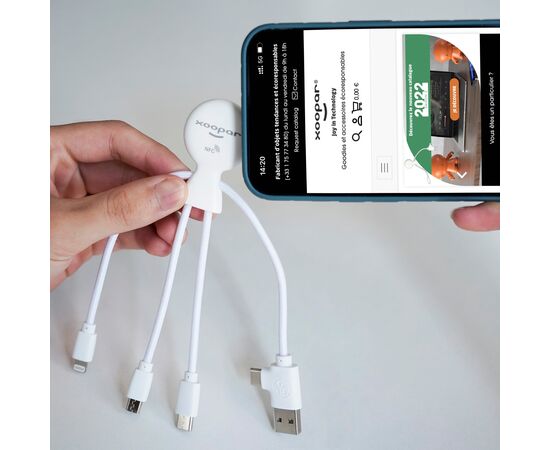 2099 | Xoopar Mr. Bio Smart Charging cable with NFC Blanc - Xoopar LT41008-N0001
