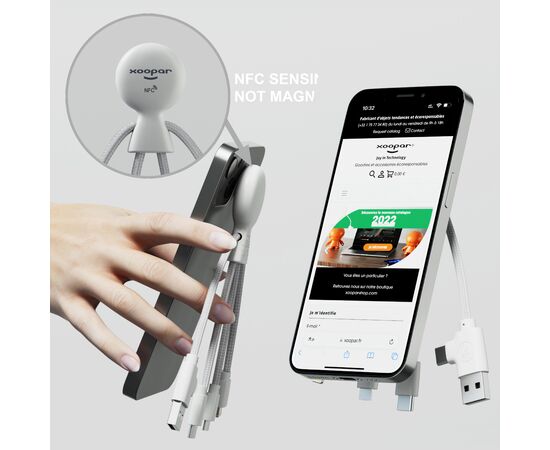 2099 | Xoopar Mr. Bio Smart Charging cable with NFC Blanc - Xoopar LT41008-N0001