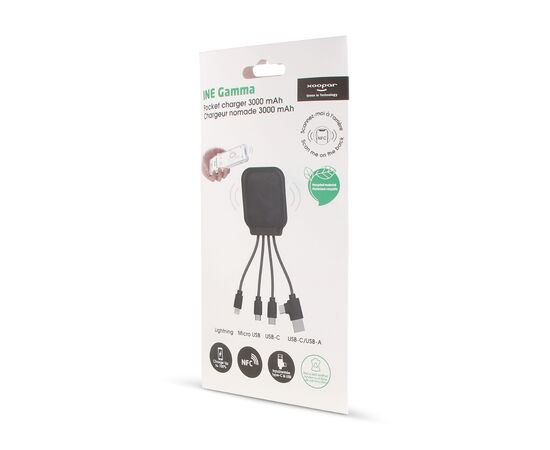 4001 | Xoopar Iné Gamma Charging cable with NFC and 3.000mAh Powerbank Black - Xoopar LT41014-N0002