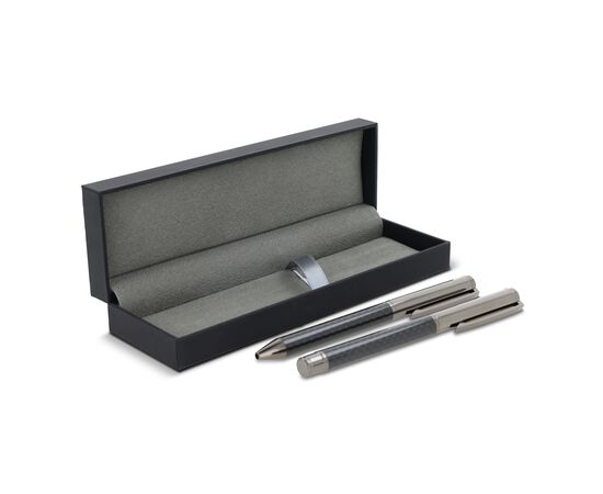 Metal ball pen and roller ball pen set in gift box Dark gun metal -  LT82153-N0035