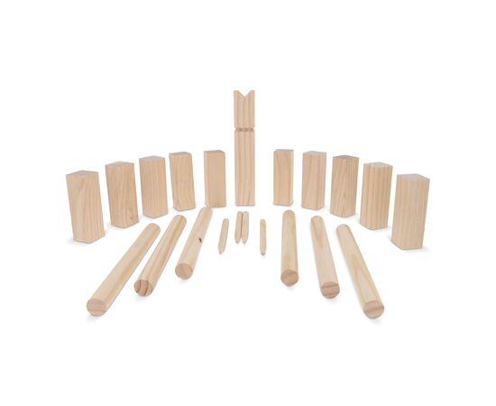 Houten Kubbspel in katoenen pouch Hout - empty LT90777-N0093