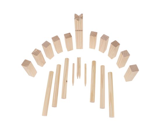 Houten Kubbspel in katoenen pouch Hout - empty LT90777-N0093