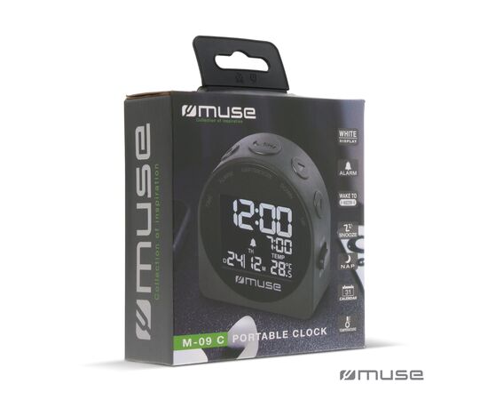 M-09 C | Muse Travel Alarm Clock Black - Muse LT45812-N0002