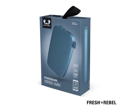 2PB18100 | Fresh 'n Rebel Powerbank 18000mAh USB-C Fast Charging 20W Dive blue - Fresh 'n Rebel LT49403-N0048 2PB18100 | Fresh 'n Rebel Powerbank 18000mAh USB-C Fast Charging 20W Dive blue - Fresh 'n Rebel LT49403-N0048