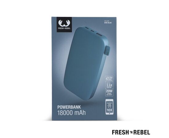 2PB18100 | Fresh 'n Rebel Powerbank 18000mAh USB-C Fast Charging 20W Dive blue - Fresh 'n Rebel LT49403-N0048 2PB18100 | Fresh 'n Rebel Powerbank 18000mAh USB-C Fast Charging 20W Dive blue - Fresh 'n Rebel LT49403-N0048