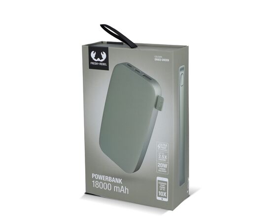 2PB18100 | Fresh 'n Rebel Powerbank 18000mAh USB-C Fast Charging 20W Dried green - Fresh 'n Rebel LT49403-N0049 2PB18100 | Fresh 'n Rebel Powerbank 18000mAh USB-C Fast Charging 20W Dried green - Fresh 'n Rebel LT49403-N0049