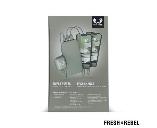 2PB18100 | Fresh 'n Rebel Powerbank 18000mAh USB-C Fast Charging 20W Dried green - Fresh 'n Rebel LT49403-N0049 2PB18100 | Fresh 'n Rebel Powerbank 18000mAh USB-C Fast Charging 20W Dried green - Fresh 'n Rebel LT49403-N0049