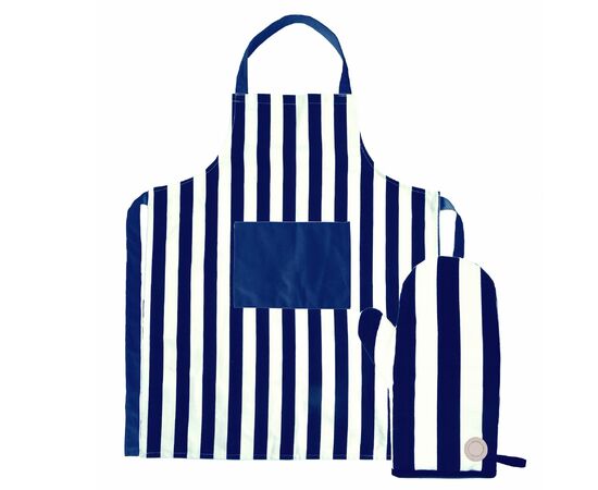 Sagaform Aron schort &amp; BBQ handschoen set Wit, Blauw - Sagaform LT52222-N0111