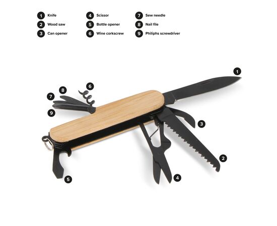 Multi-Tool-Bambus 9 Funktionen Schwarz -  LT93409-N0002
