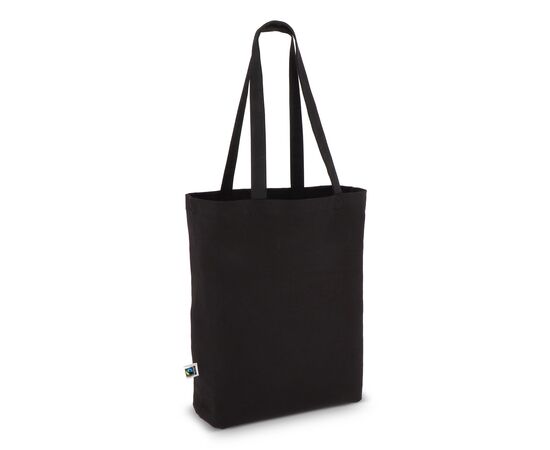 Fairtrade katoenen tas gekleurd lang 270g/m² 42x12x43cm Zwart -  LT95275-N0002