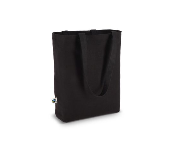 Fairtrade katoenen tas gekleurd lang 270g/m² 42x12x43cm Zwart -  LT95275-N0002