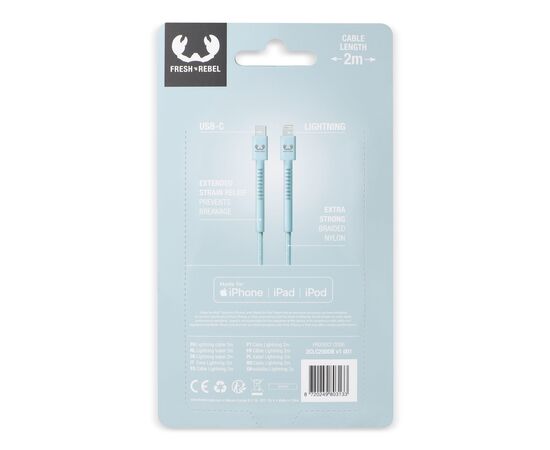 2ULC200 | Fresh 'n Rebel USB-C to Apple Lightning kable 2.0m Pastel blauw - Fresh 'n Rebel LT49408-N0016