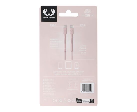 2UCC200 | Fresh 'Rebel Câble USB-C vers USB-C 2,0 m Rose pastel - Fresh 'n Rebel LT49409-N0079