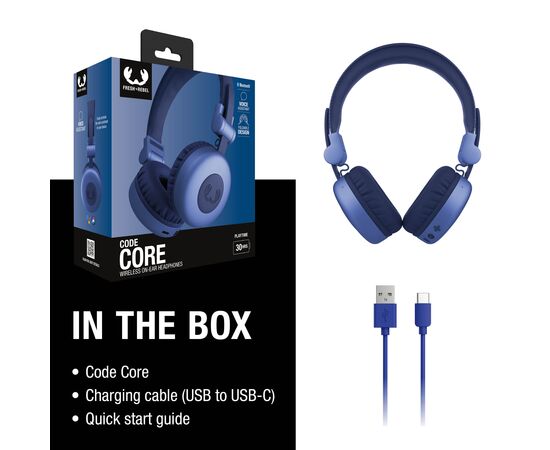 3HP1000 I Fresh 'n Rebel Code Core Draadloze on-ear koptelefoon  Blauw - Fresh 'n Rebel LT49733-N0011 3HP1000 I Fresh 'n Rebel Code Core Draadloze on-ear koptelefoon  Blauw - Fresh 'n Rebel LT49733-N0011