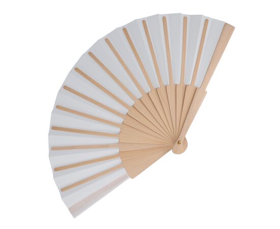 Fächer aus Holz mit R-PET Weiß -  LT90523-N0001