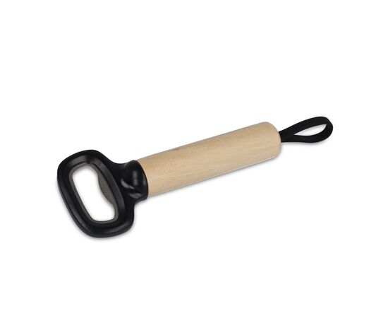 Flaschenöffner mit Holzgriff und Riemen Schwarz -  LT93086-N0002