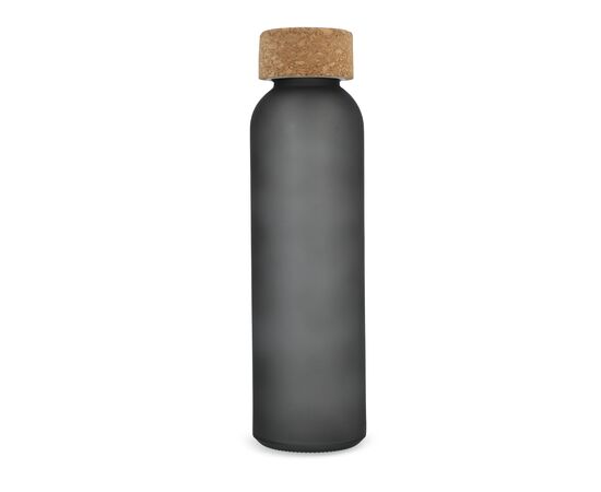 Frosted recycled glass bottle with cork lid 500ml Ecru, Black -  LT98880-N5402