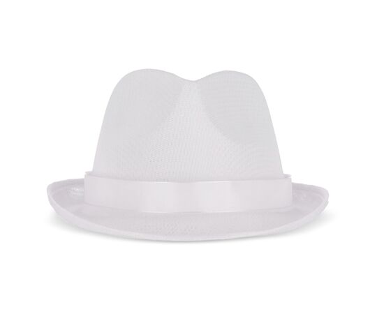 Polyester hoed met band Wit -  LT90501-N0001