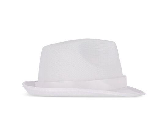 Polyester hoed met band Wit -  LT90501-N0001