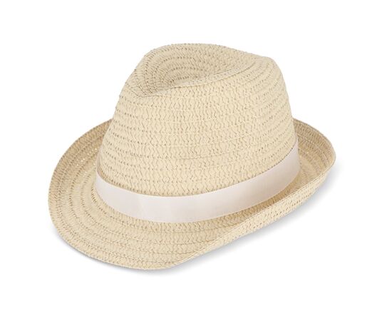Plant straw hat with coloured band White -  LT90502-N0001