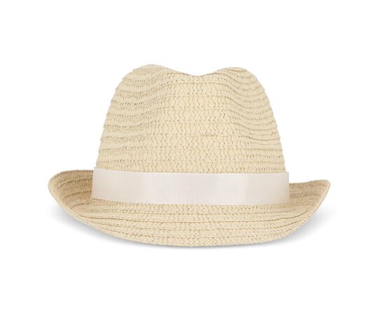 Plant straw hat with coloured band White -  LT90502-N0001