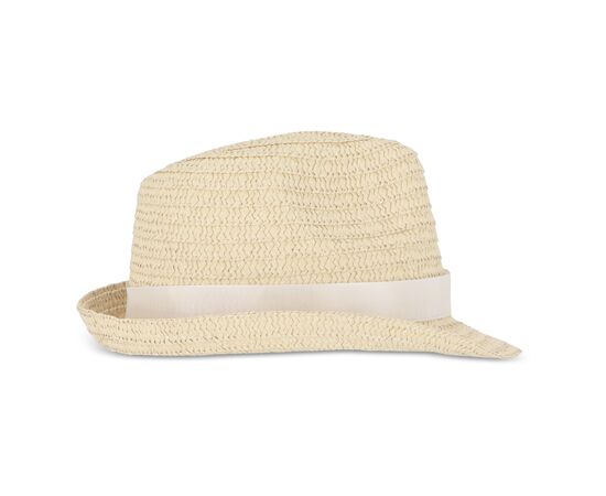 Plant straw hat with coloured band White -  LT90502-N0001