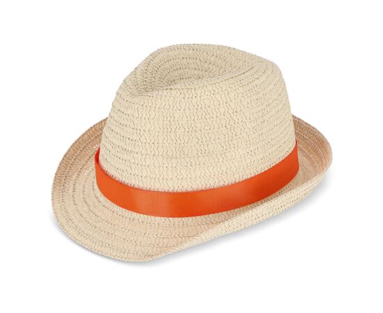 Chapeau de paille végétal avec bande colorée Orange -  LT90502-N0026