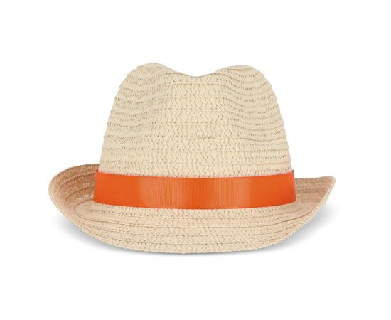 Chapeau de paille végétal avec bande colorée Orange -  LT90502-N0026