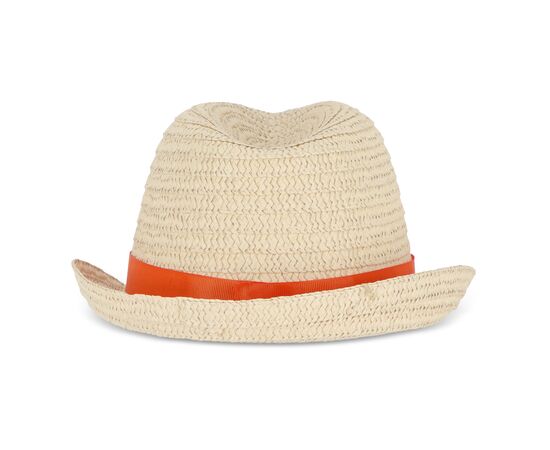 Chapeau de paille végétal avec bande colorée Orange -  LT90502-N0026