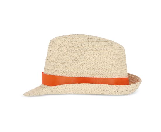 Chapeau de paille végétal avec bande colorée Orange -  LT90502-N0026