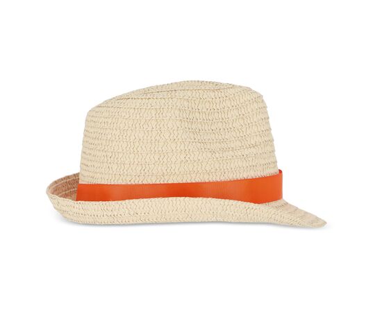 Chapeau de paille végétal avec bande colorée Orange -  LT90502-N0026