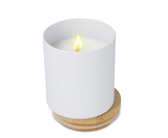 Bhakti-Duftkerze auf pflanzlicher Basis in recyceltem Aluminiumgefäß Weiß -  LT90745-N0001