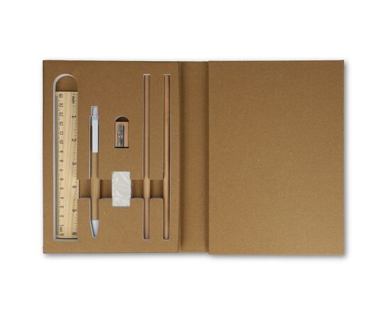 Set de papeterie en papier recyclé à trois volets Nature -  LT90868-N0094