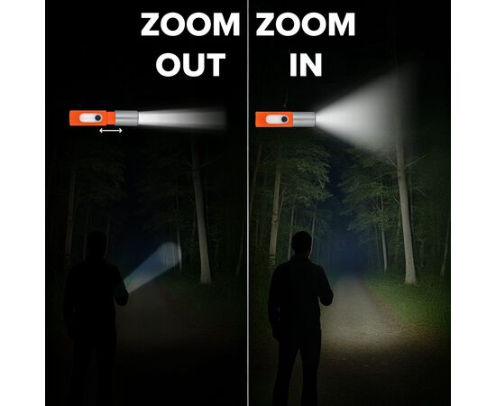 Lampe de poche LED rechargeable 10 W avec fonction zoom 300 lm Blanc -  LT93319-N0001