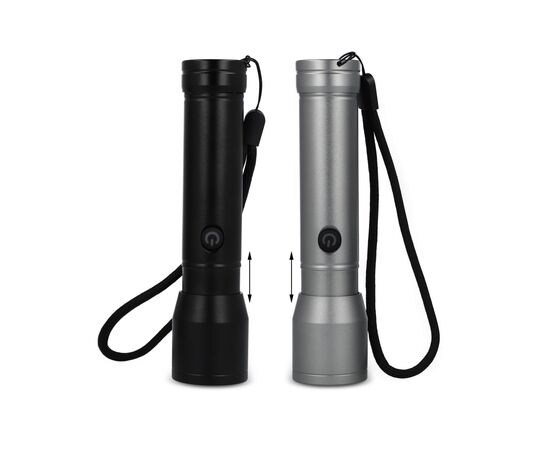 Wiederaufladbare Taschenlampe aus recyceltem Aluminium IPX4 Schwarz -  LT93321-N0002