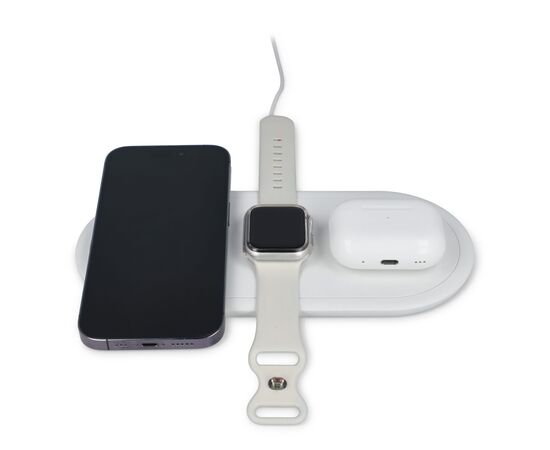 3-in-1 Draadloze Oplader 15 W, Smartphone / Apple Watch / AirPod Wit -  LT95560-N0001