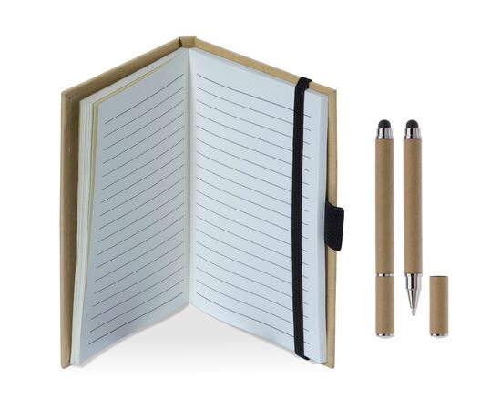 Karton Notizbuch A6 + Stift Braun -  LT90839-N0051